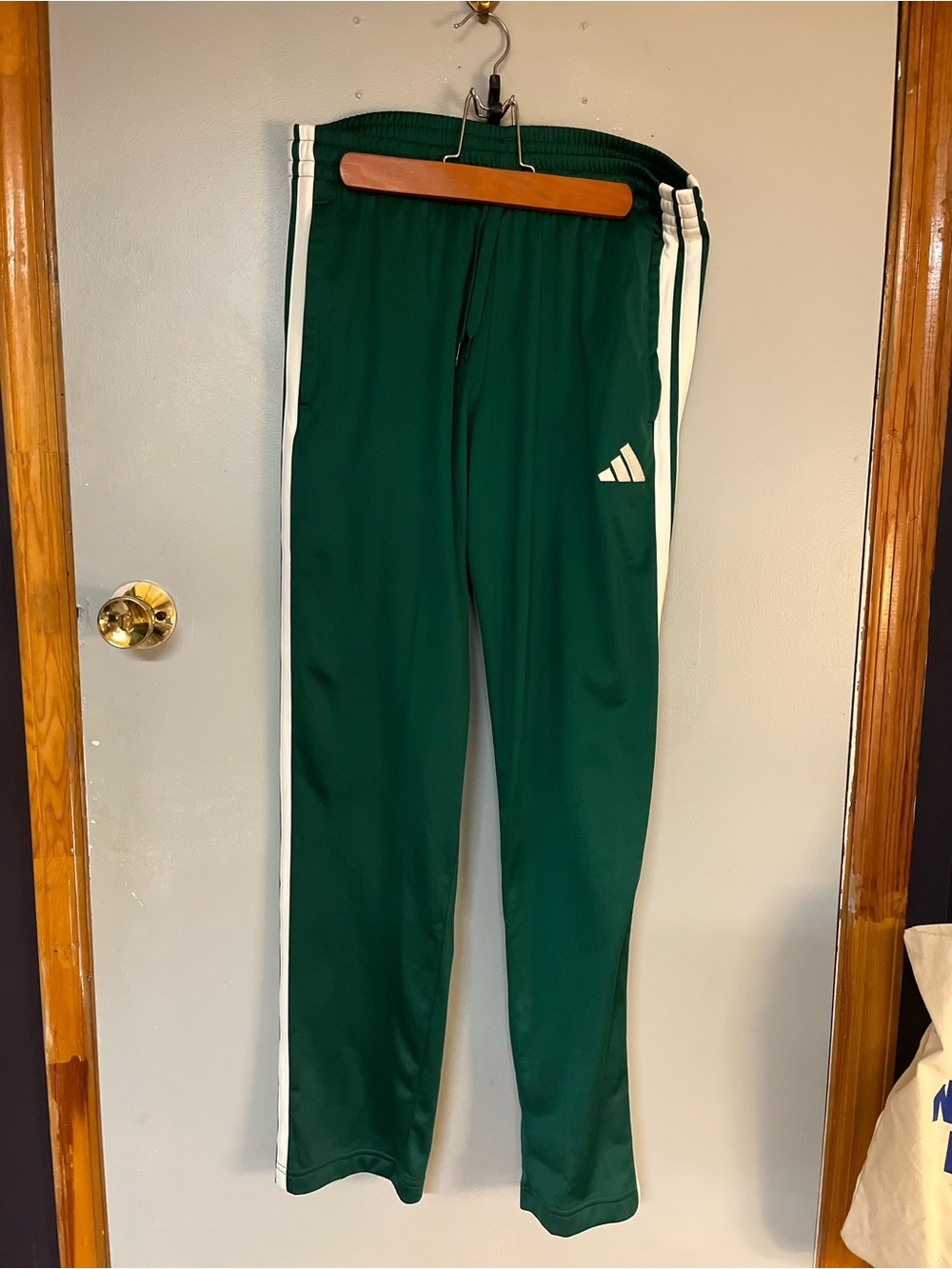 adidas Green Track Pants with White Stripes
